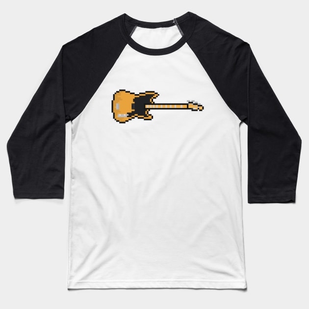 Pixel 1951 Wood Precision Bass Guitar Baseball T-Shirt by gkillerb